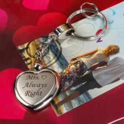 Valentine Love Keychains - Mrs Always Right Heart Shaped Keychain