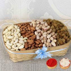 Holi Bhaidooj Tikka - Bhai Dooj Express Gift of Basket Dryfruits