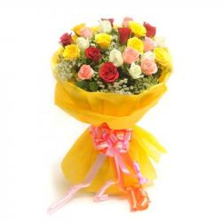 Valentine Flowers - Bright and Loving Multi Roses Bunch