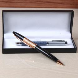 Congratulations Gifts for Him - Peacock Shape Floral Designer Pen with Marbel Print Pen