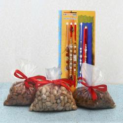 Rakhi Gifts for Brother - Combo of Five Rakhi with Assorted Dry Fruits