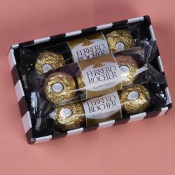 Send Chocolates Gift Three Pack of 3 Pcs Ferrero Rocher Chocolate in box To Delhi