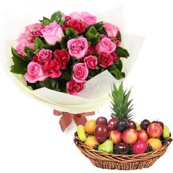 Karwa Chauth Gifts for Wife - Roses and Fruit