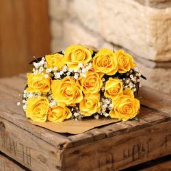 Onam - Fresh Yellow Roses Bouquet