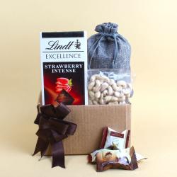 Anniversary Gourmet Gift Hampers - Lindt Excellence Strawberry and Dates with Cashew Nuts