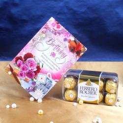 Send Birthday Greeting Card with Ferrero Rocher Chocolate To Eluru
