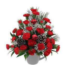 Romantic Flowers - Basket Of Red Carnations