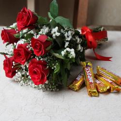Birthday Chocolates - Bouquet of Red Roses with Chocolate