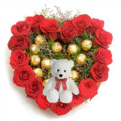 Rose Day - Sweet Heart Arrangement For Valentines Gift