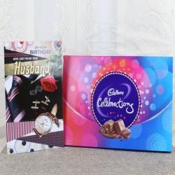 Indian Chocolates - Birthday Card for Handsome Husband with Cadbury Celebration Box