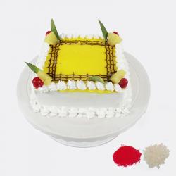 Bhai Dooj Gifts for Brother - Square Pineapple Cake For Bhaidooj