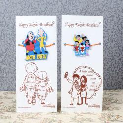 Kids Rakhi Gifts - Motu Patlu with Doraemon Team Rakhi for Kids