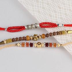 Set Of 3 Rakhis - Set Of Three Fancy Beads Rakhis