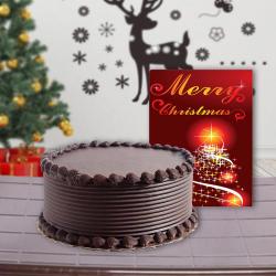 Christmas Gifts Citywise - One Kg Chocolate Cake and Christmas Greeting Card