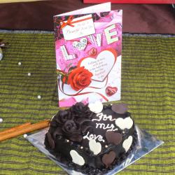 Valentine Heart Shaped Cakes - Heart Shape Chocolate Cake with Love Greeting Card