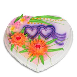 Gifts for Girlfriend - 2 Kg Heart Shape Vanilla Cake