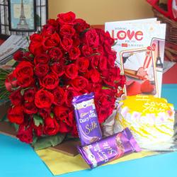 Valentine Flowers with Chocolates - Valentine Special Treat