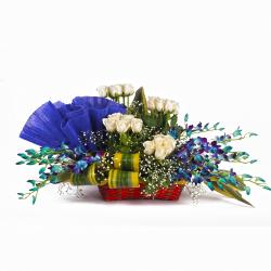 Exotic Flowers Arrangement - Stylish Floral Basket