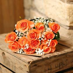 Get Well Soon Flowers - Bright Orange  Roses Bouquet
