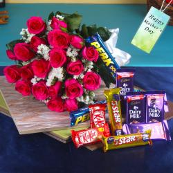 Mothers Day Gifts to Faridabad - Fresh Roses and Assorted Chocolates for Mothers Day