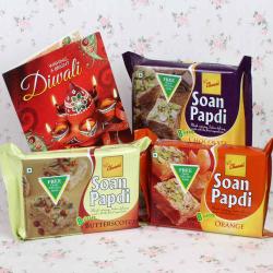 Popular Diwali Gifts - Soan papdi Special Hamper with Diwali Greeting Card