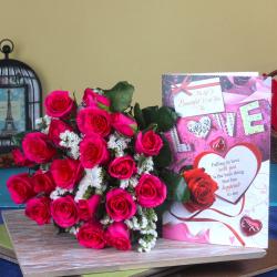 Propose Day - Roses Bouquet With Love Card
