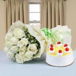 Missing You Flowers - Hamper of Roses and Cake