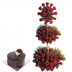 Valentines Chocolate Cakes - 100 Roses Tower and Chocolate Cake