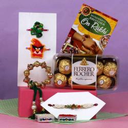 Rakhi With Chocolates - Best Rocher Chocolate Family Rakhi Hamper