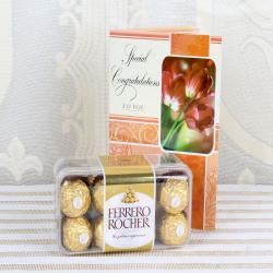 Cakes with Greeting Cards - Ferrero Rocher Box with Congratulation Greeting Card