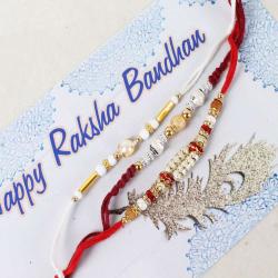 Set Of 3 Rakhis - Stylish Shiny and Pearl Rakhi Set