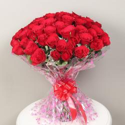 Send Valentines Day Gift Bouquet of 40 Romantic Red Roses To Cochin