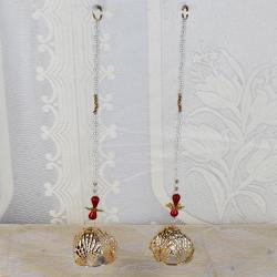 Home Decor Gifts Online - Diwali Special Pearl and Golden Beads String Door Hanging