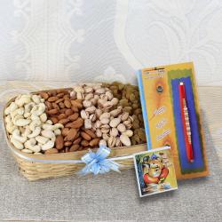 Rakhi With Dry Fruits -  Rakhi with Healthy Nuts Basket