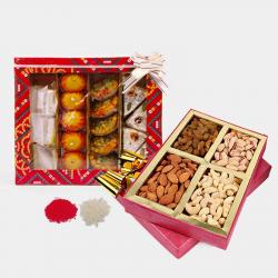 Bhai Dooj Sweets - Bhai Dooj For Assorted Dry Fruits and Sweets in a Box