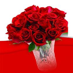 Same Day Flowers Delivery - Romantic 21 Roses In vase