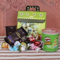 Dry Fruits - Assorted Chocolate with pringle hamper 