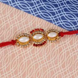 Fancy Rakhis - Three Pear Dial Stone Rakhi Thread