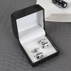 Gifts for Him - Three Stone Silver Cufflinks