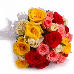 Gifts for Husband - Bunch of 25 Mix Color Roses with Tissue Wrapping