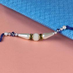 Stone Rakhis - Pearl Rhinestone Beads Rakhi