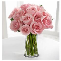 New Born Flowers - 10 Light Pink Roses In Vase
