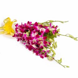 Mothers Day Gifts to Mumbai - Six Purple Orchids with Tissue Packing