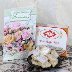 Kaju Sweets - Anniversary card with Exotic kaju sweet