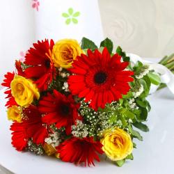 Fathers Day Flowers - Mix Bouquet of Gerberas and Roses