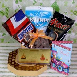 Diwali Dry Fruits - Chocolate hamper with Gold Plated note for diwali