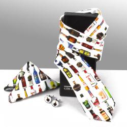 Boss Day - Digital Bottle Print Tie, Cufflinks and Handkerchief