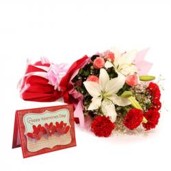 Exotic Flower Bouquet with Valentine Wishes Card