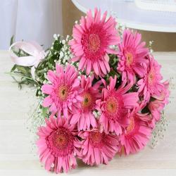 Bhai Dooj Return Gifts for Sister - Soft Pink Gerberas Bouquet