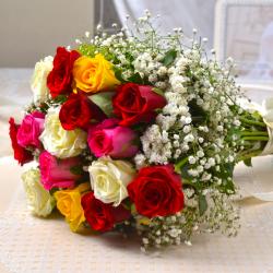 Romantic Flowers - Hand Tied of Fabulous Fifteen Assorted Roses